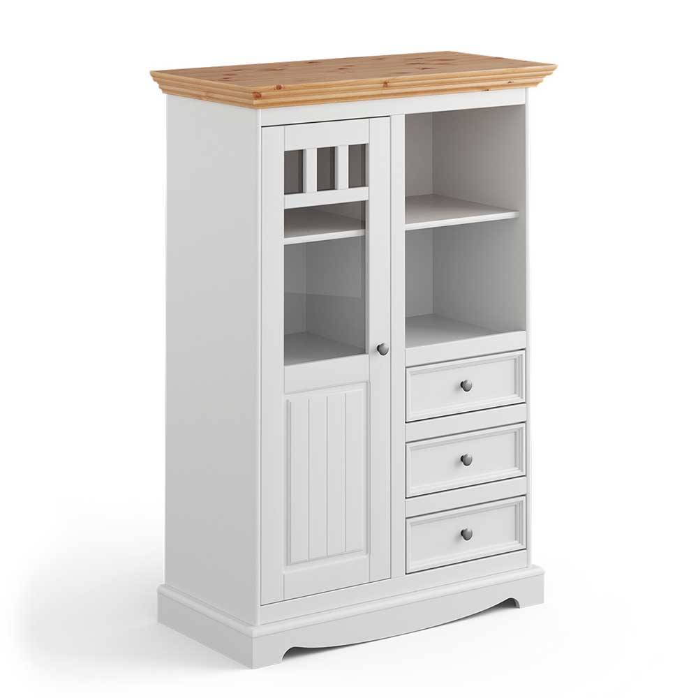 Country Style Highboard in Weiß & Eiche - Vitablo