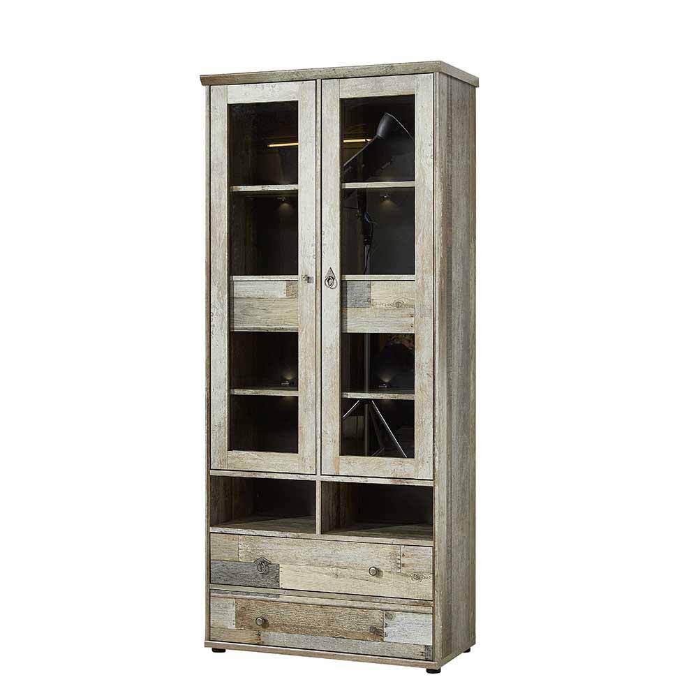 Shabby Chic Vitrine mit LED Beleuchtung - Curacon