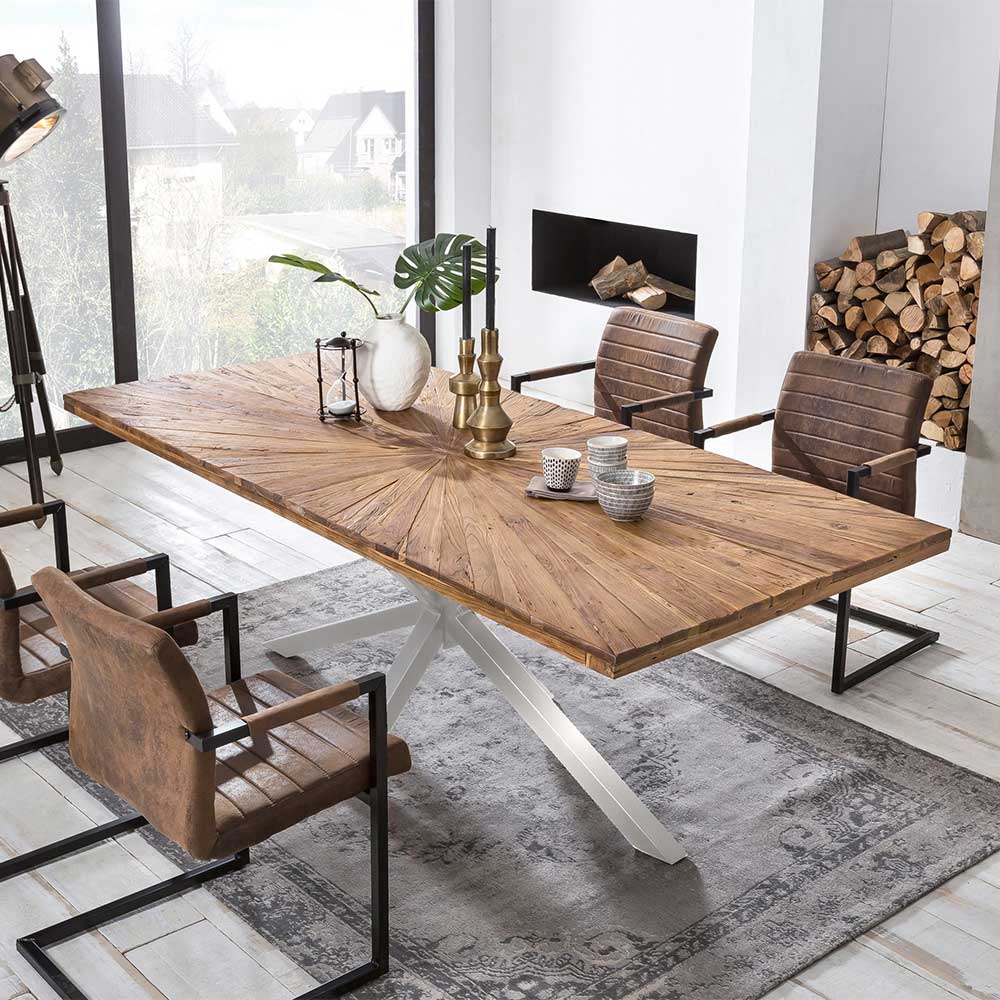 Designer Esszimmertisch aus Teak Holz - Linie