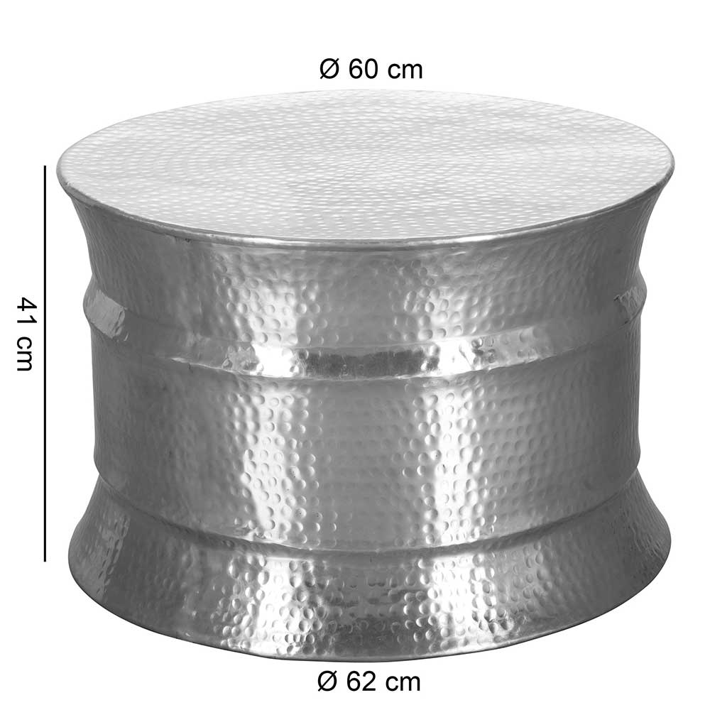 Silberfarbener Couchtisch aus Aluminium - Lucaz