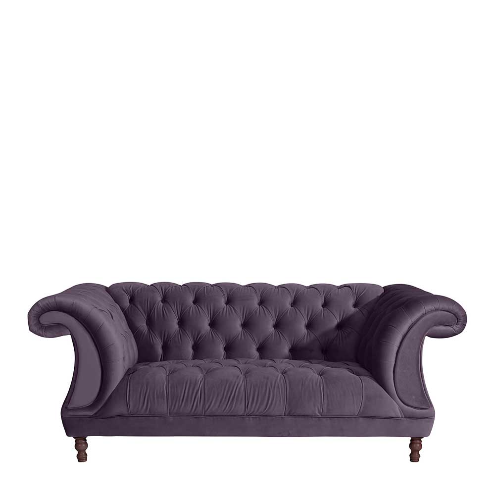 Samtvelours Sofa in Dunkellila - Valbreda