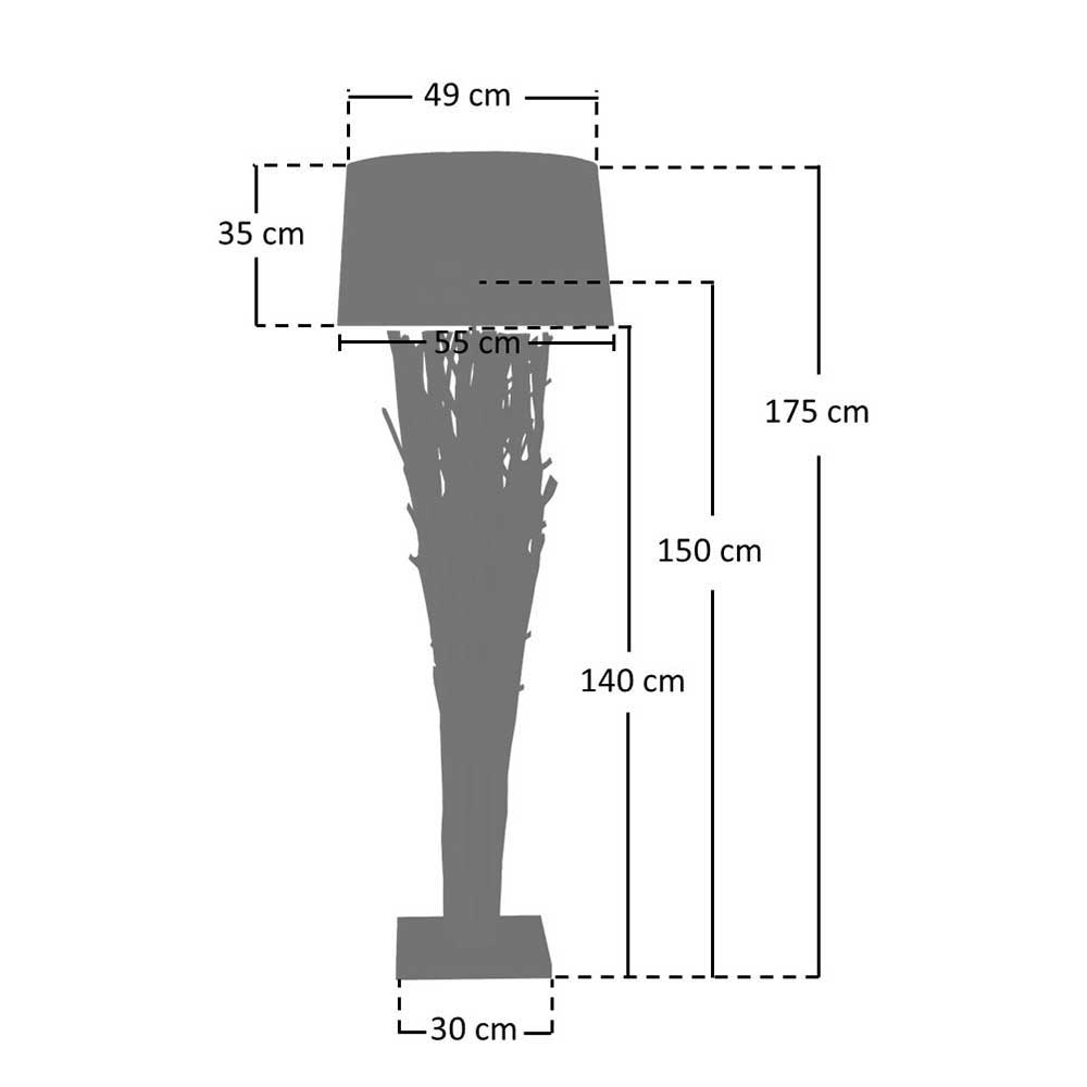 Designer Stehlampe mit Stoffschirm in Cremeweiß - Baonga