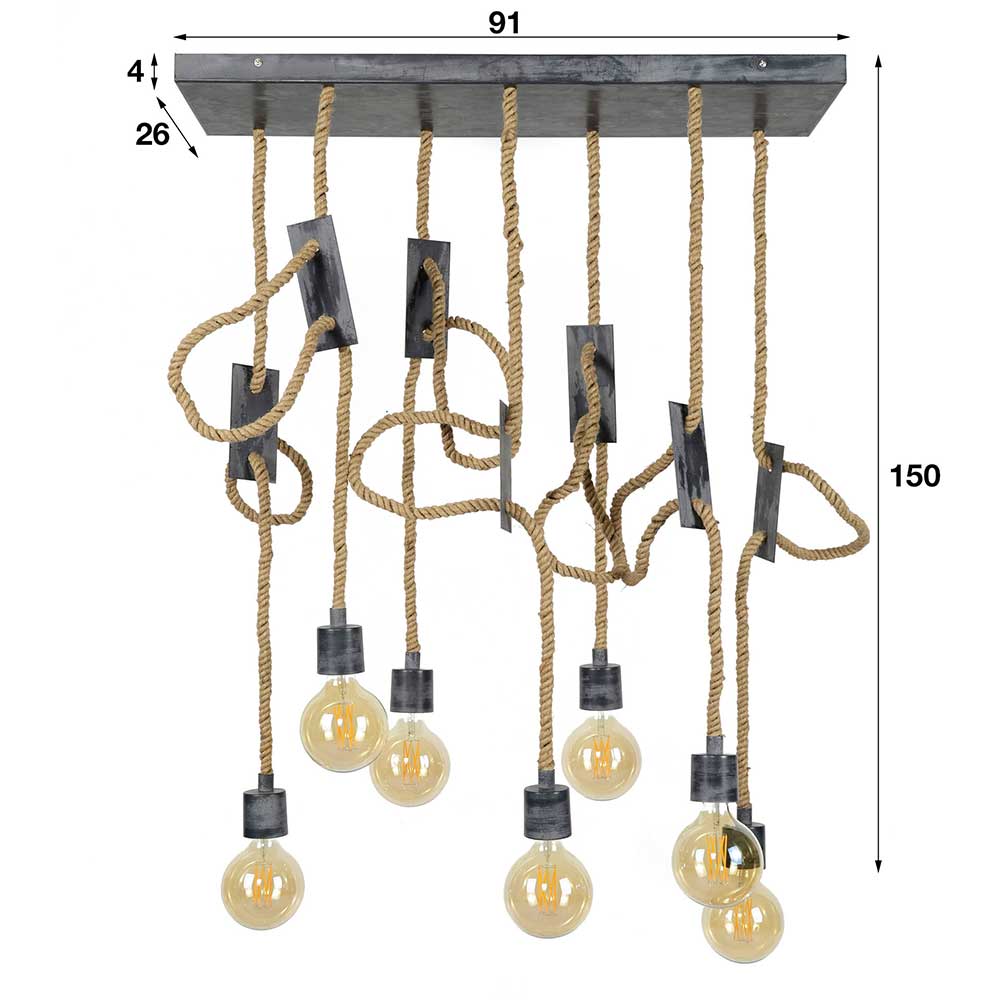 7-flammige Hängelampe mit Jute Seilen - Laviette