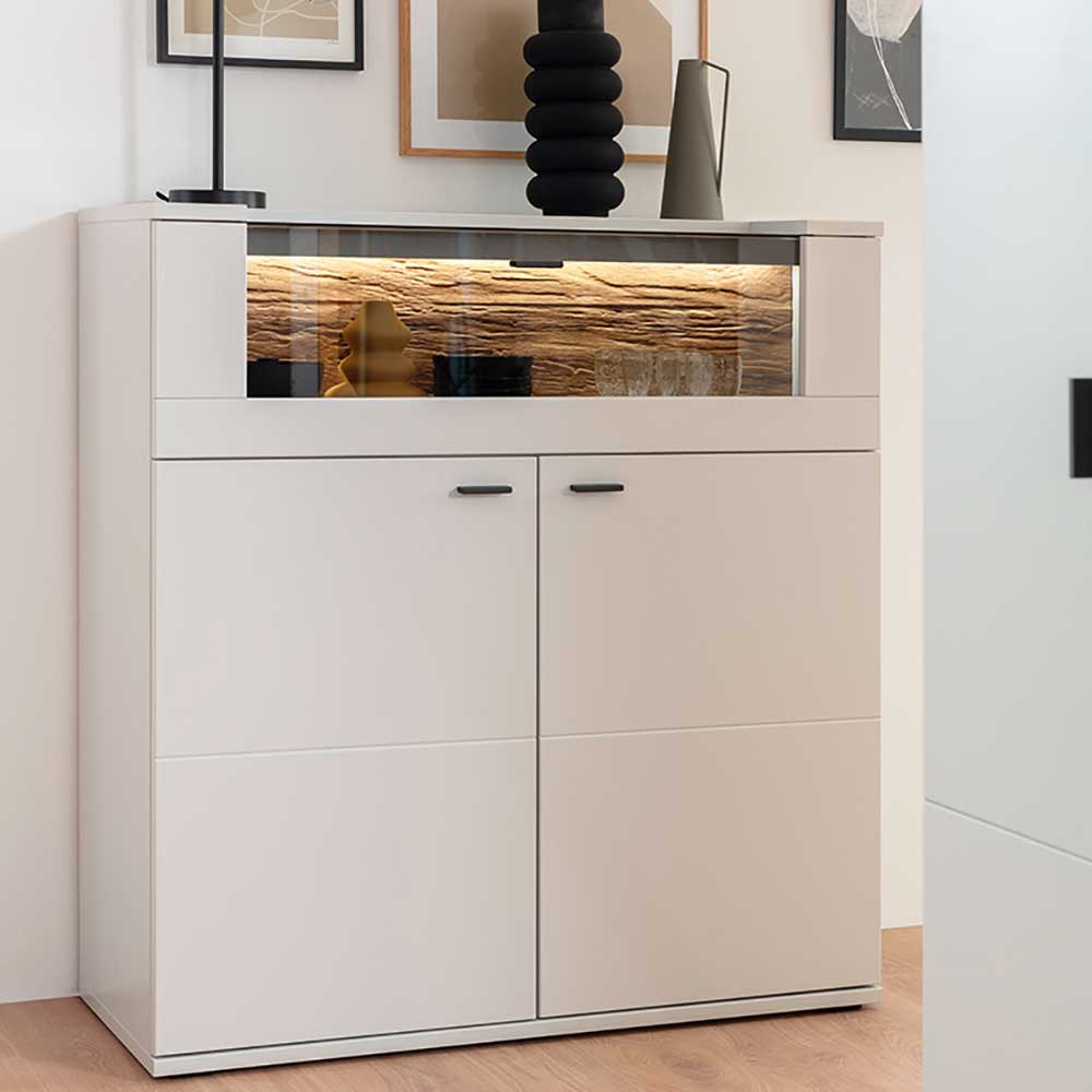 Highboard mit Glas Klappe & zwei Türen - Apulco