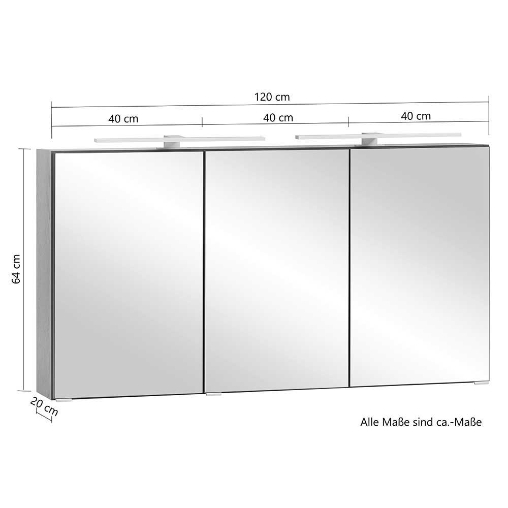 3-türiger 3D Spiegelschrank fürs Badezimmer - Drumias