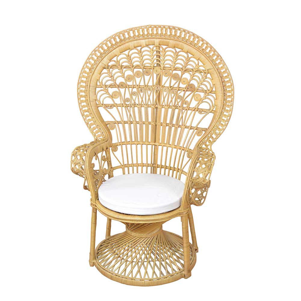 Rattan Pfauenthron Mexicano in Beige