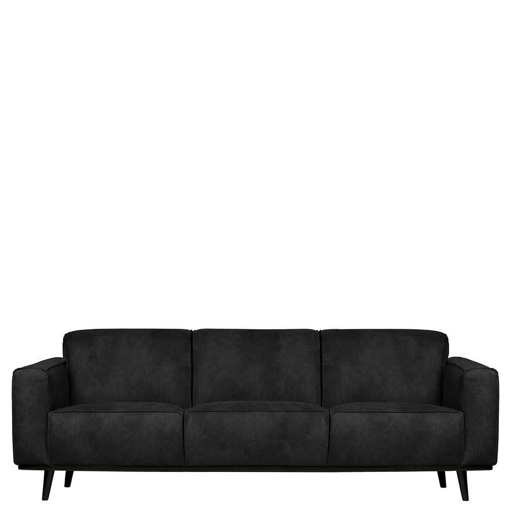 230cm breite Kunstwildledercouch in Schwarz - Fanossy