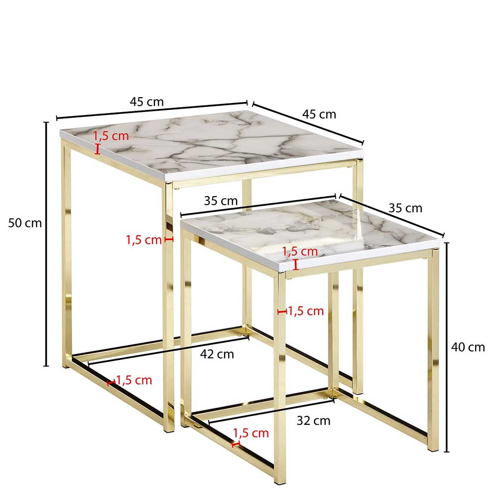 2-Satz Couchtisch in Marmor Optik - Vilanda (zweiteilig)