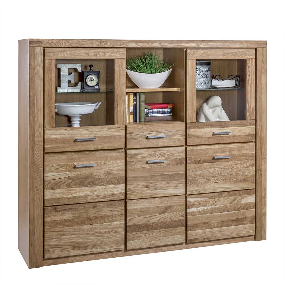 158x140x40 Holz Highboard aus Wildeiche - Maila