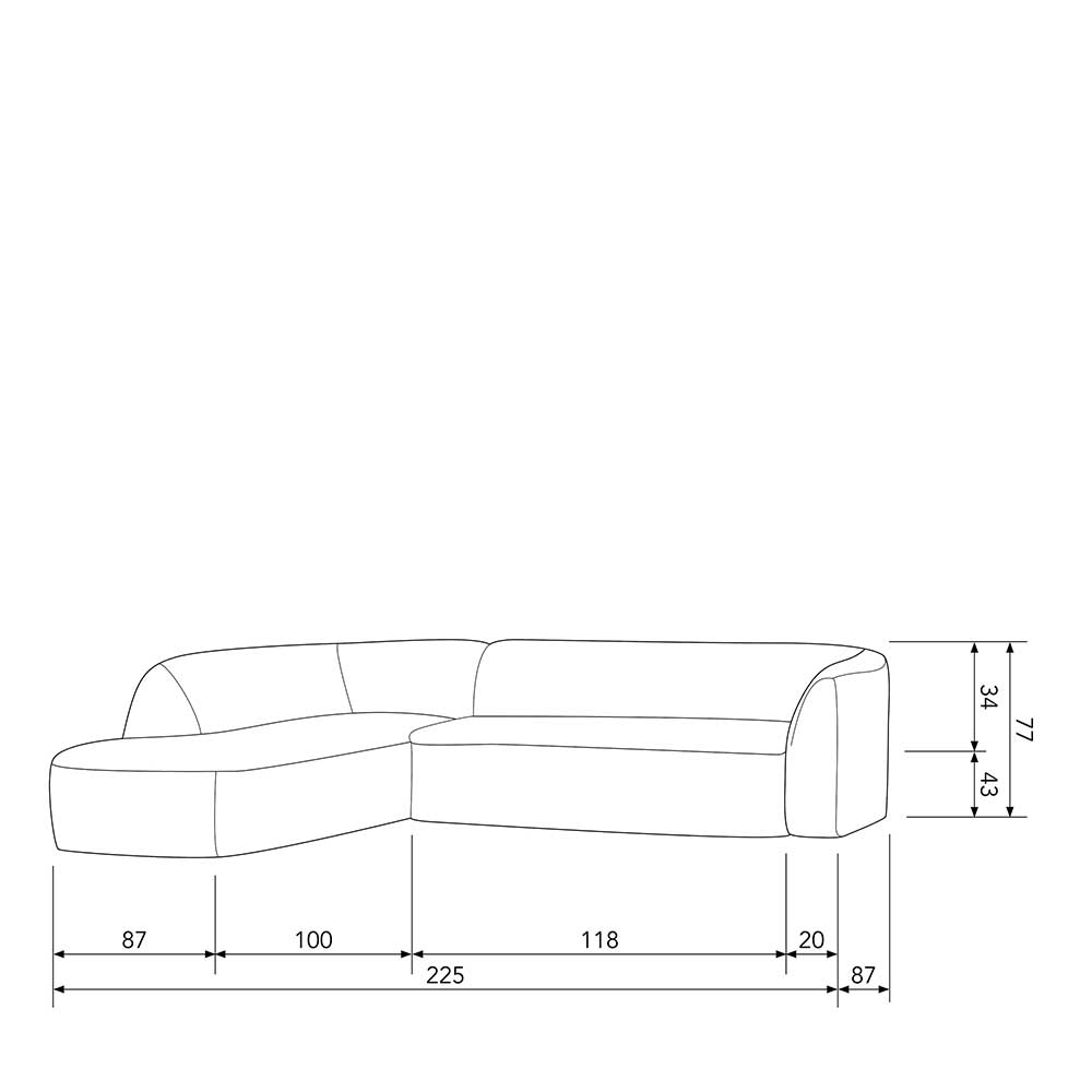 Ecksofa in Schwarzgrau Chenille - Barat