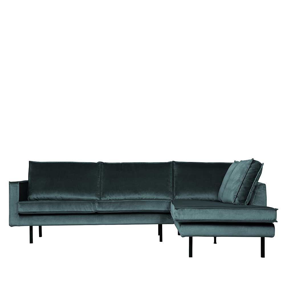 Wohnzimmercouch L-Design in Petrol Blau - Fledos