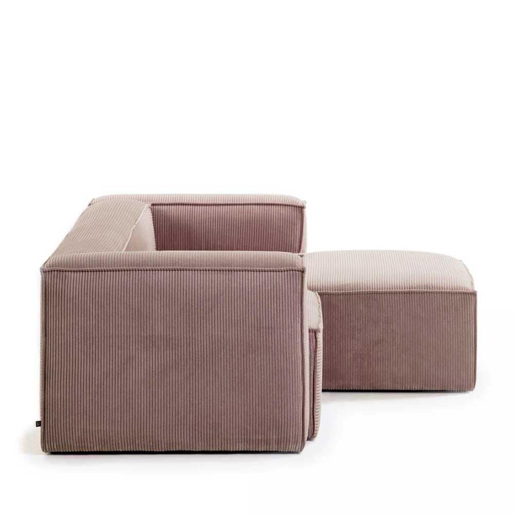 Design Ecksofa aus Cord in Altrosa - Loppa