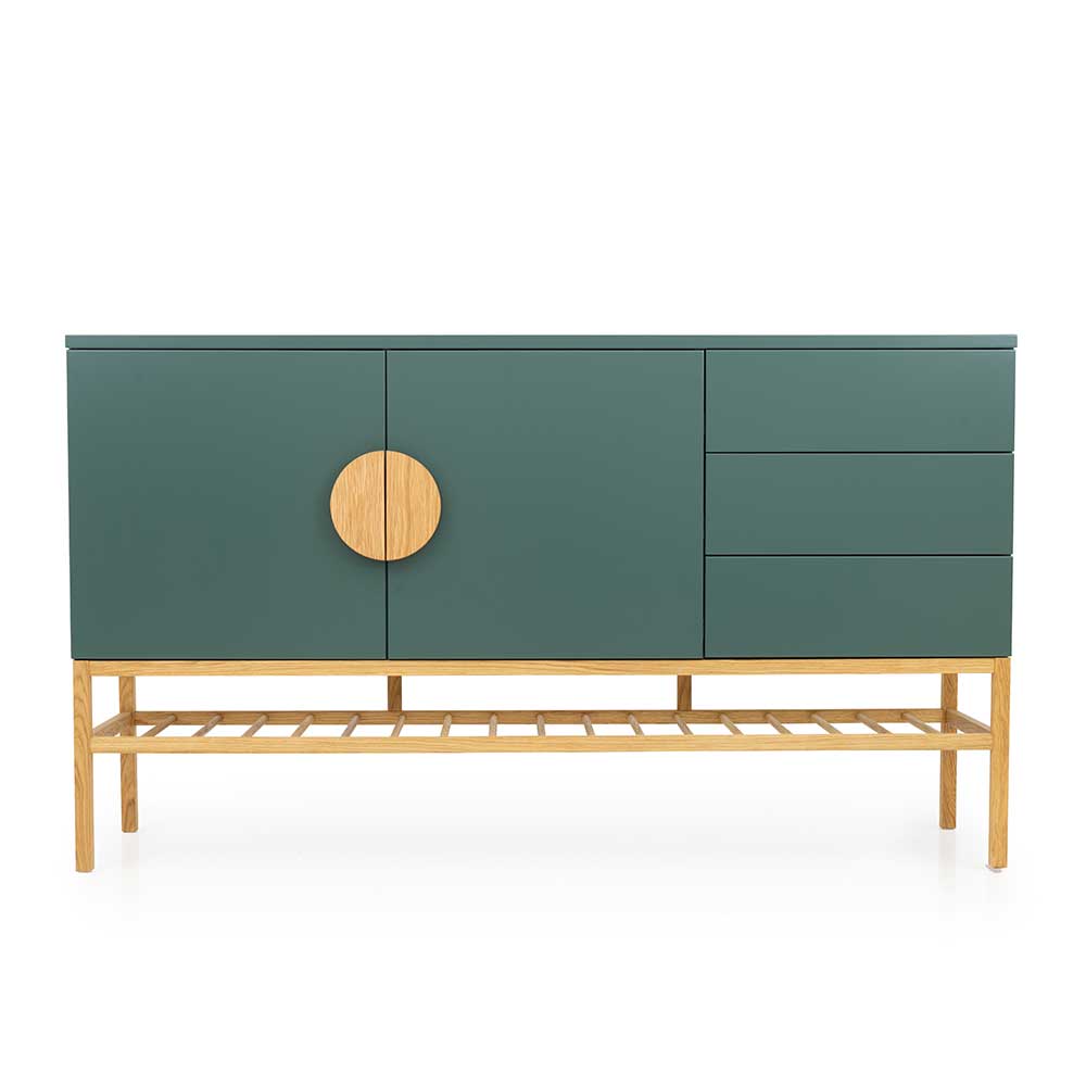 176x100x43 Sideboard in Dunkelgrün & Eiche - Icoleran