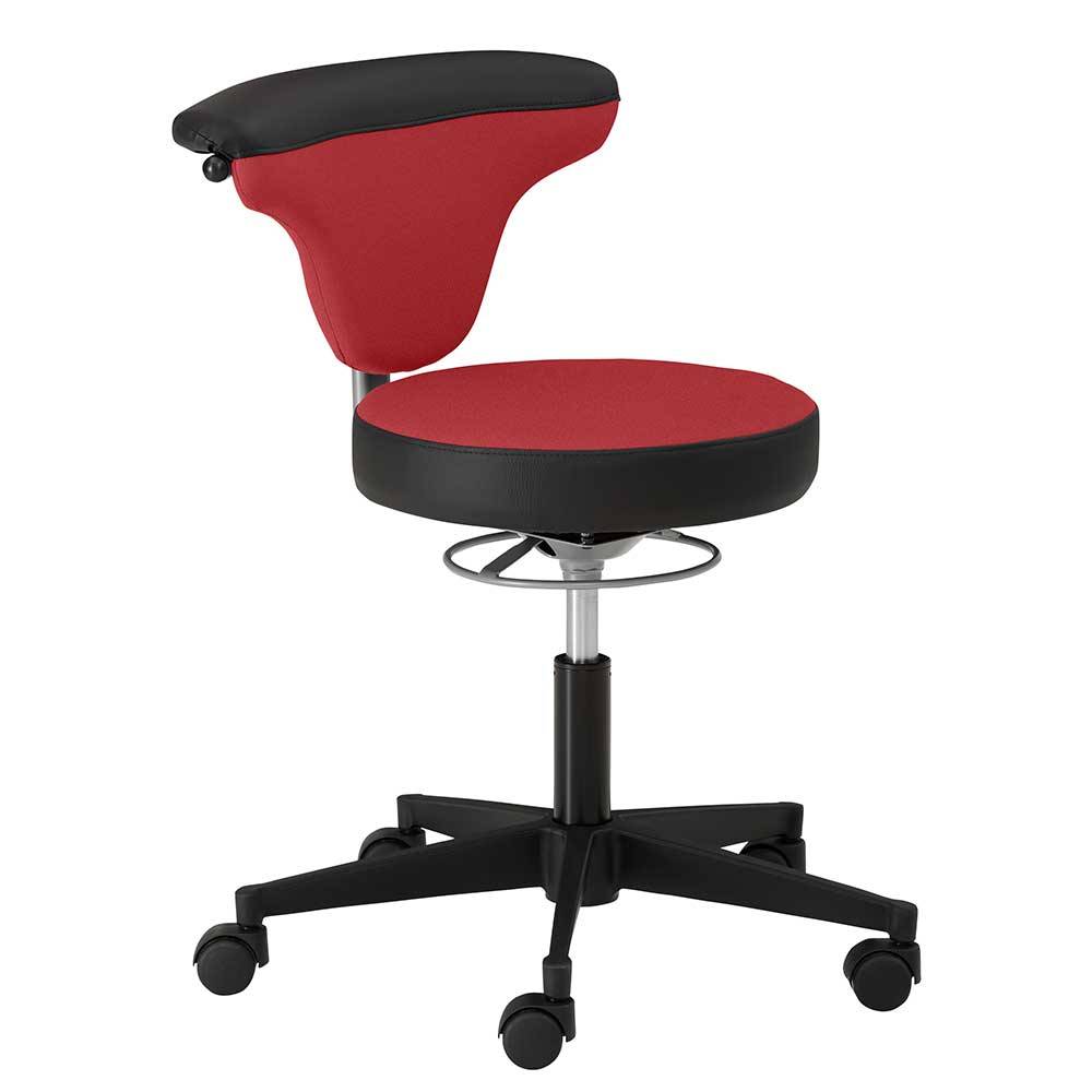 Office Hocker mit Lehne in Rot Schwarz - Winter