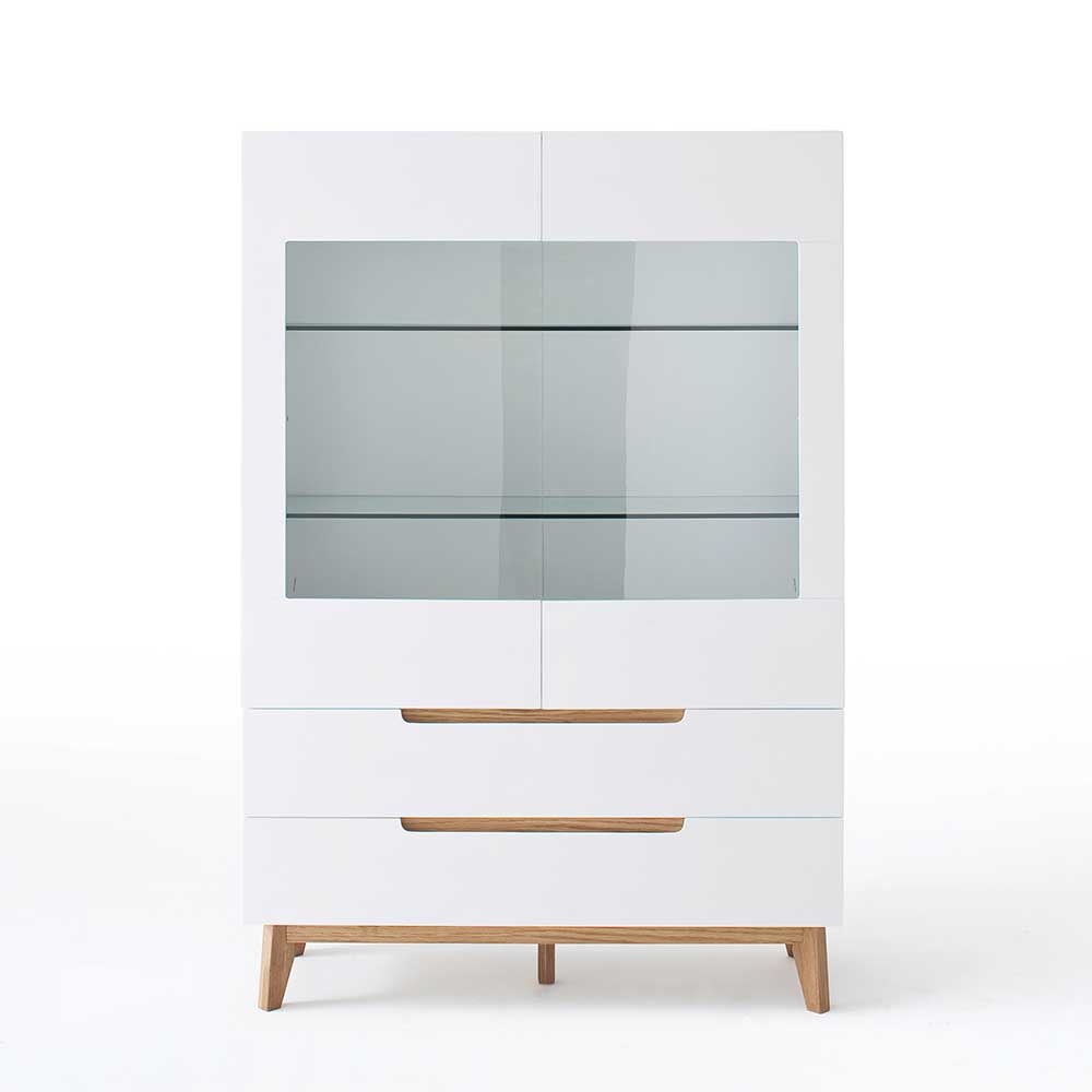 Design Highboard Cessma in Weiß Eiche furniert