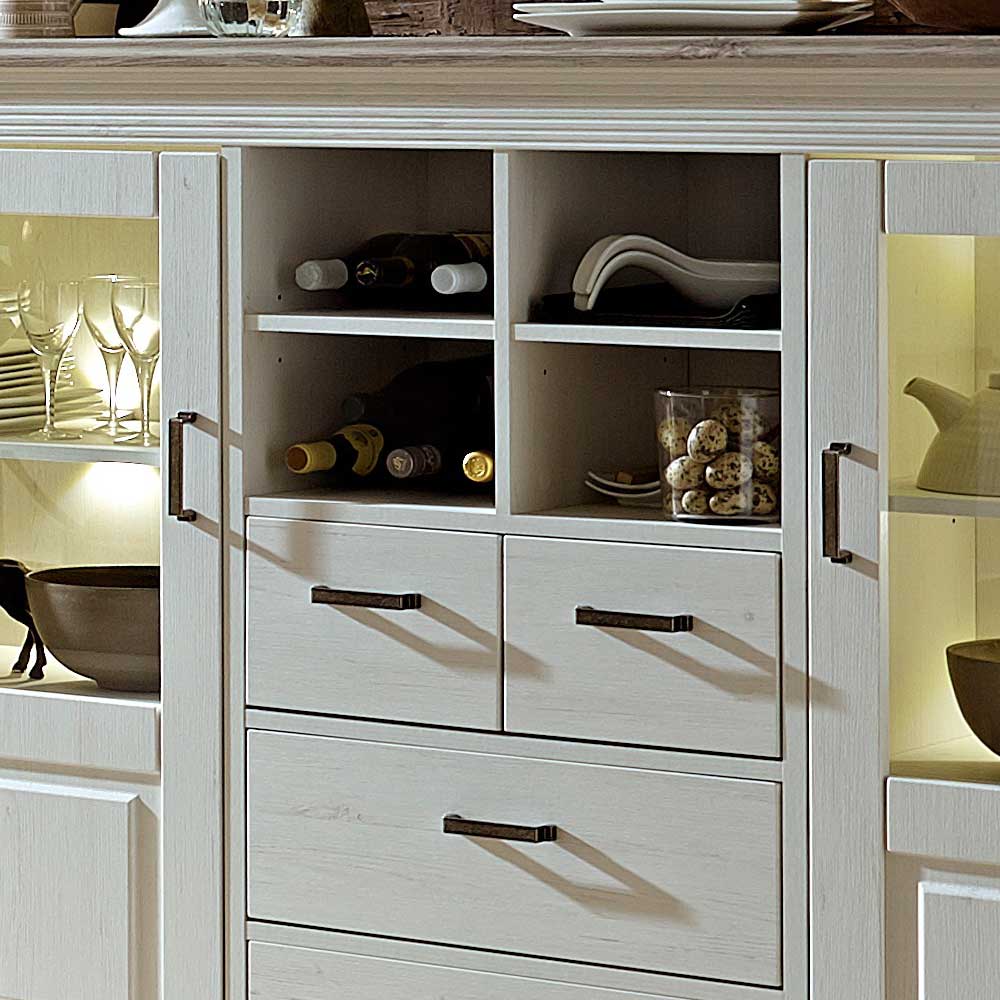 Highboard Rozasa in Weiß Taupe