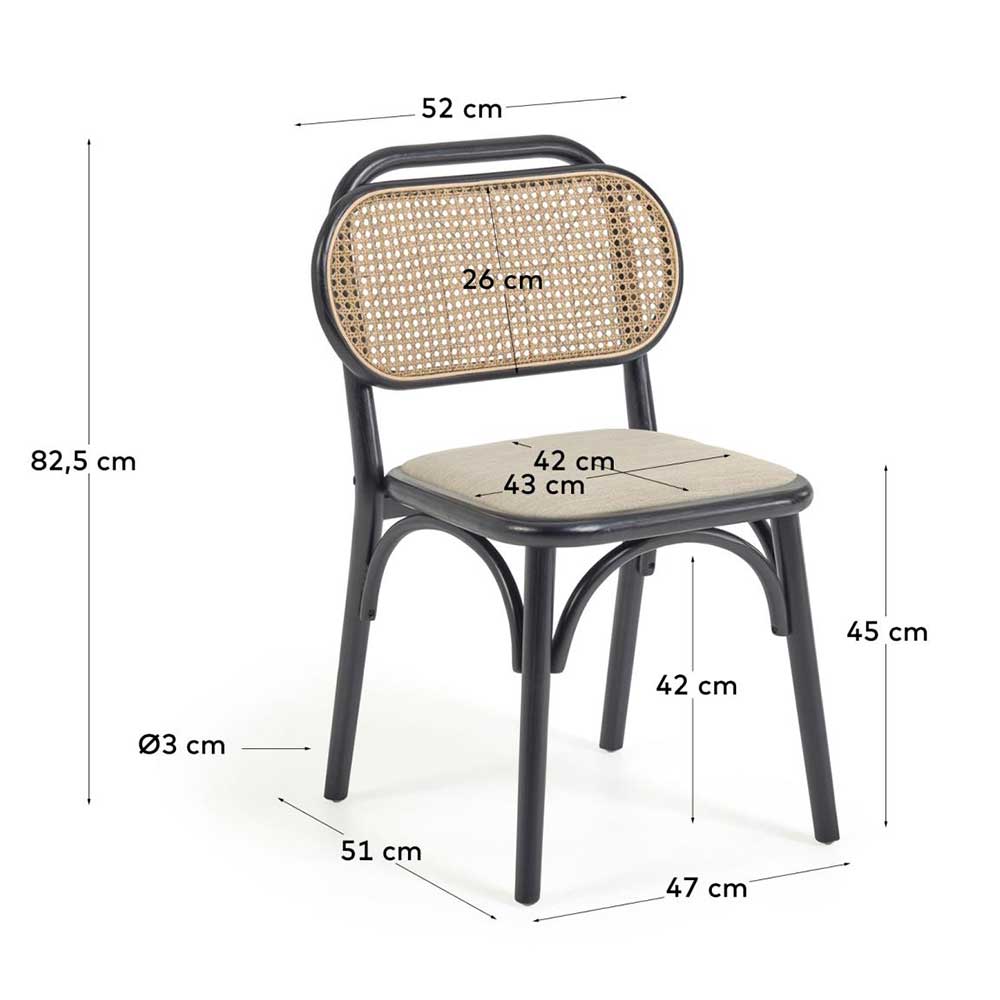 Stühle aus Ulme & Rattan & Stoff - Boxtan (2er Set)