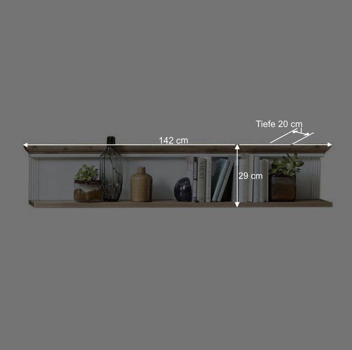 Landhaus TV Lowboard & Wandregal Set - Sinolita (zweiteilig)