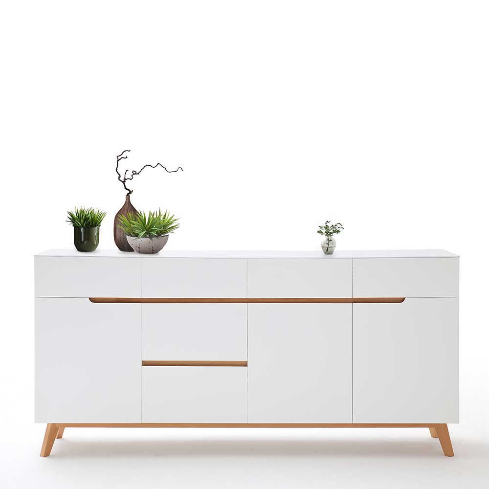 Weißes Sideboard Maiky mit Griffmulden