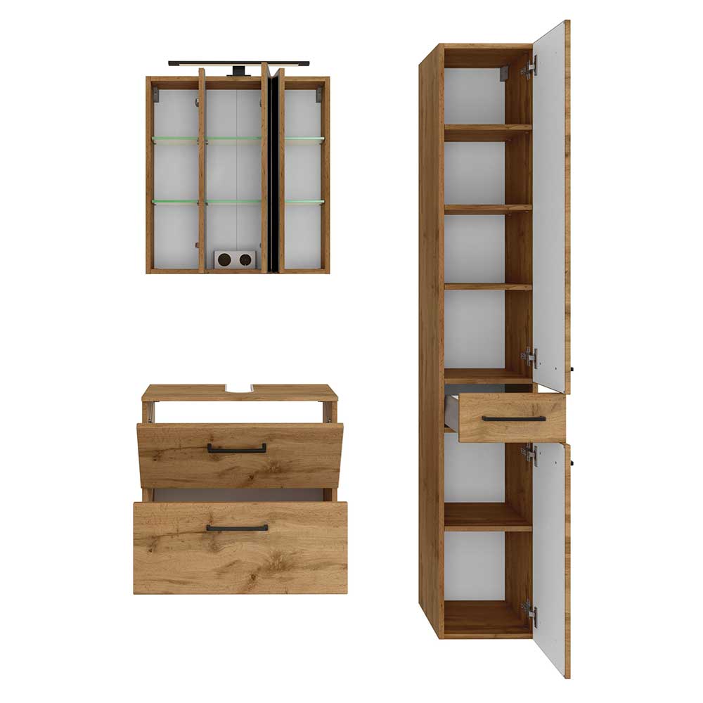 Badschrank Set in Holzoptik - Arazony (dreiteilig)