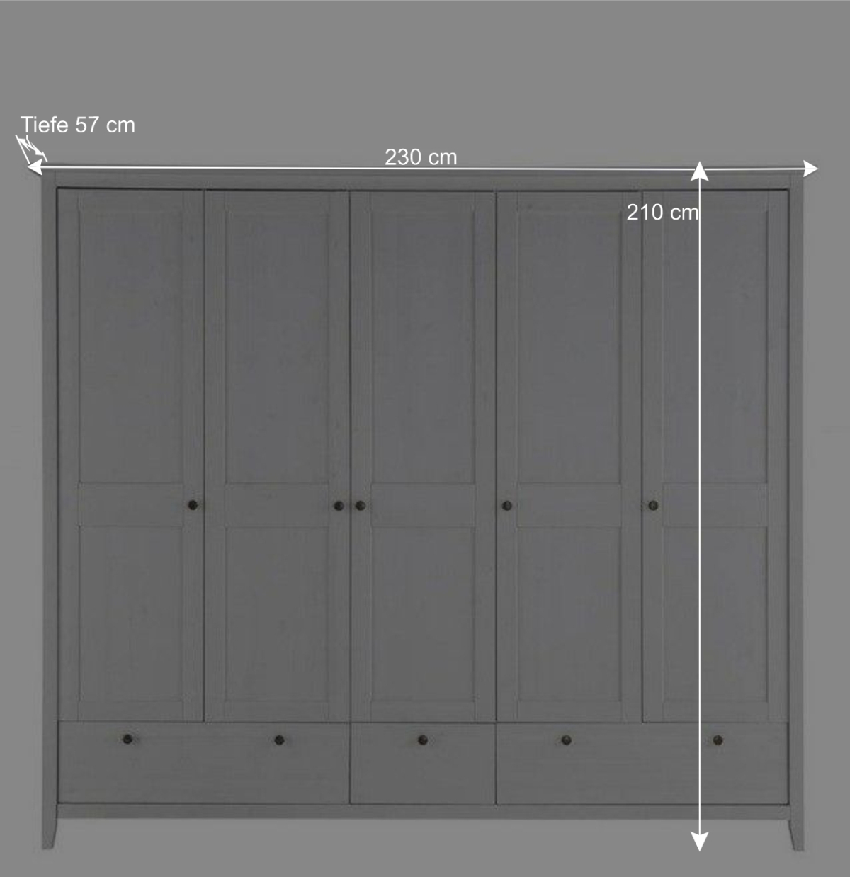 Schlafzimmerschrank 5-türig & 3 Schubladen - Astinion