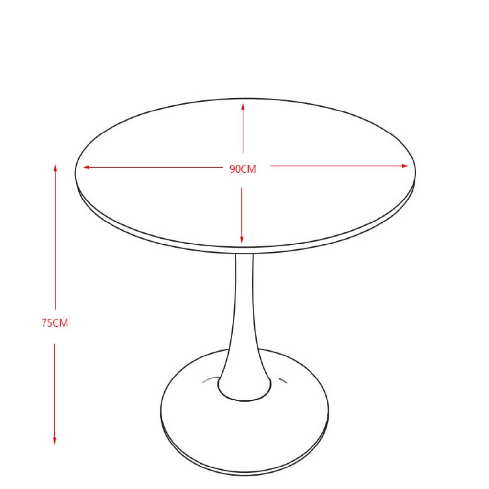 Weißer Sinterstein Tisch mit Trompetenfuß - Glamour