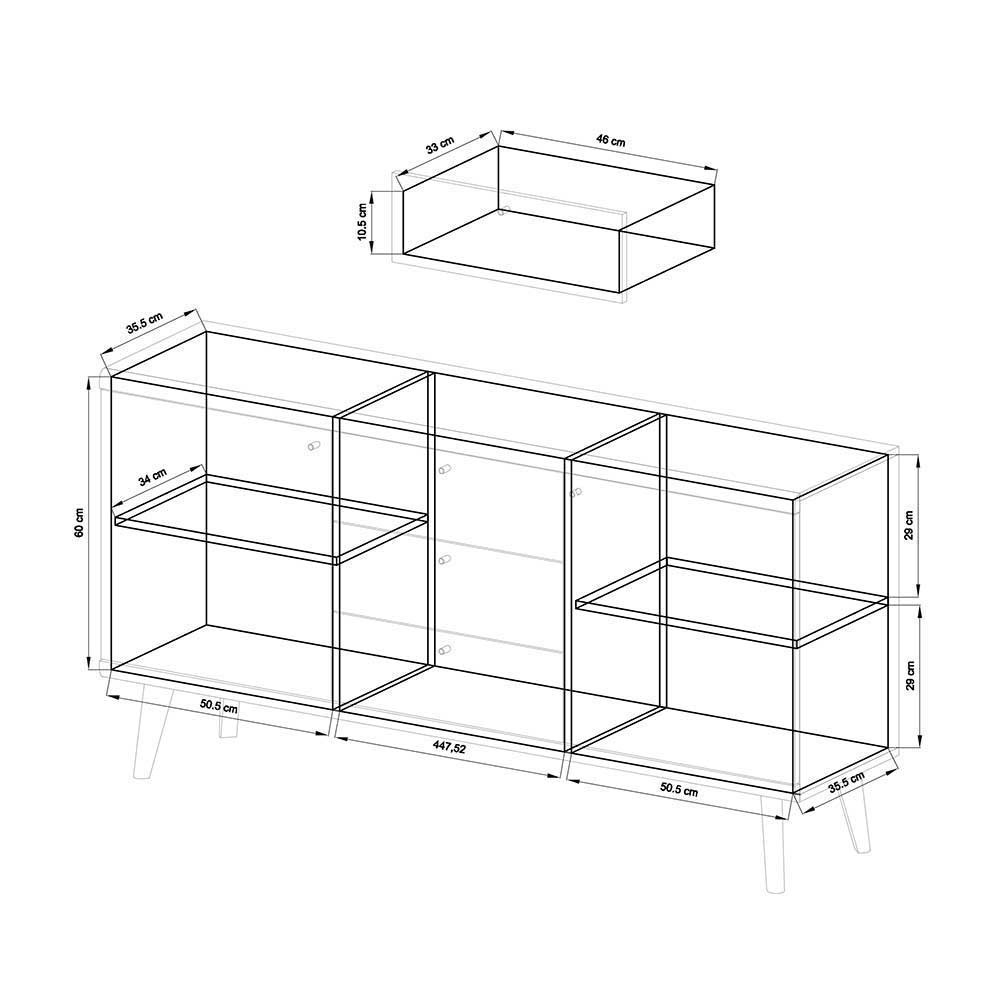 Set Wohnzimmer Einrichtung zweifarbig - Cablos (fünfteilig)