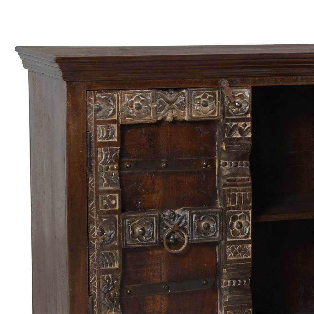 Kolonialstil Sideboard Solapura in Dunkelbraun antik