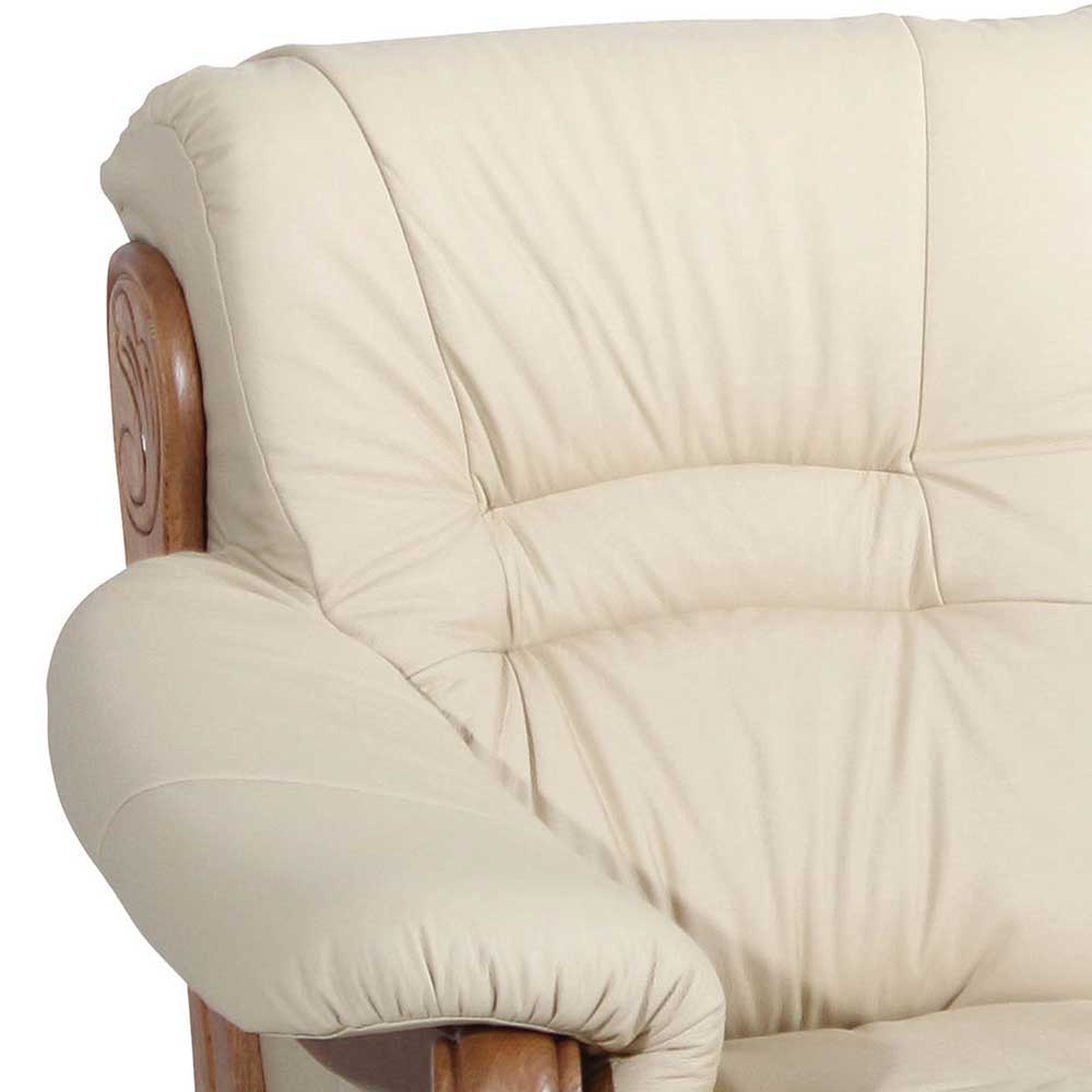 Zweisitzer Wohnzimmersofa in Beige Leder - Soloroma