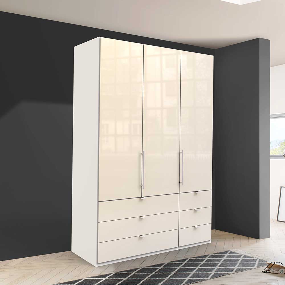 Schrank fürs Schlafzimmer in Creme Glas & Weiß - Zidarie