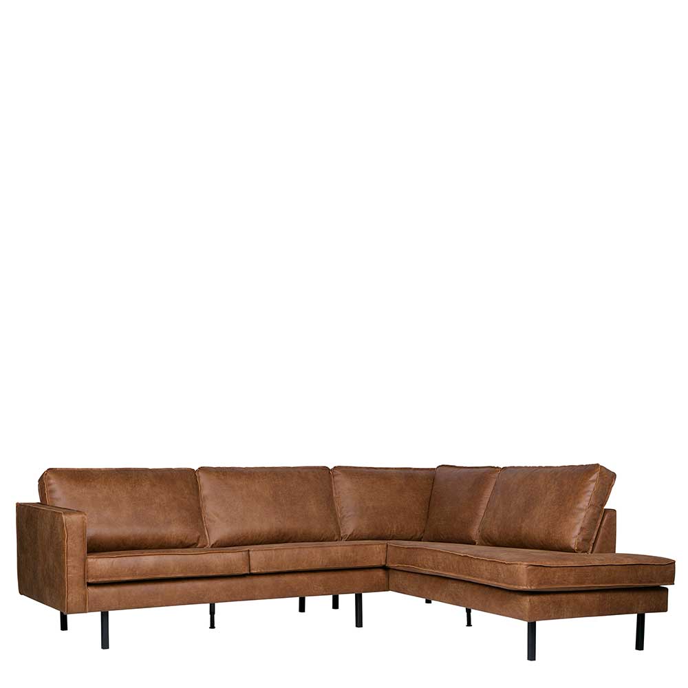 266x85x213 Recyclingleder Ecksofa in Cognac Braun - Huropa