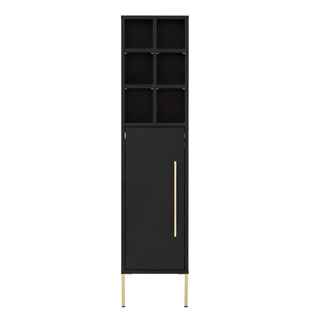 31x131x22 Badschrank in Schwarz & Gold - Vulcanisa