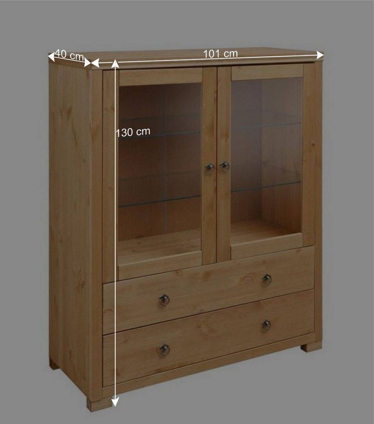 Glastüren Highboard in Natur geölt - Vinidad