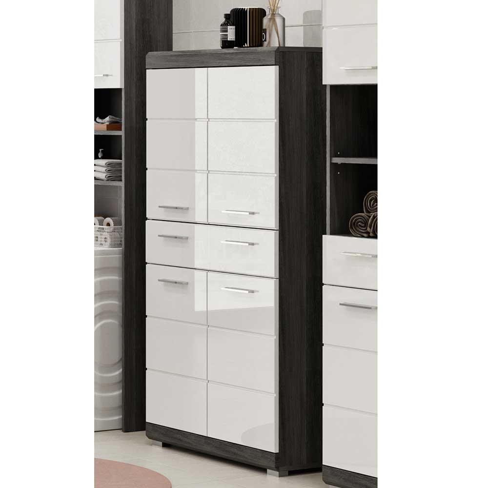 74x141x31 Badezimmer Highboard mit 4 Türen & Schublade - Nancys