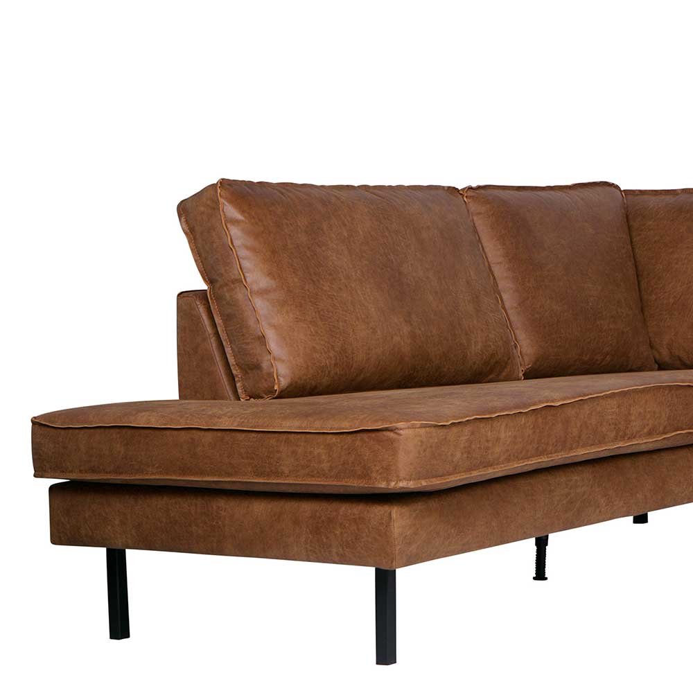 266x85x213 Recyclingleder Ecksofa in Cognac Braun - Huropa