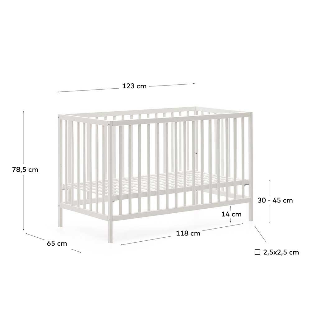 Weißes Babybett mit Rundum-Gitter - Tijong