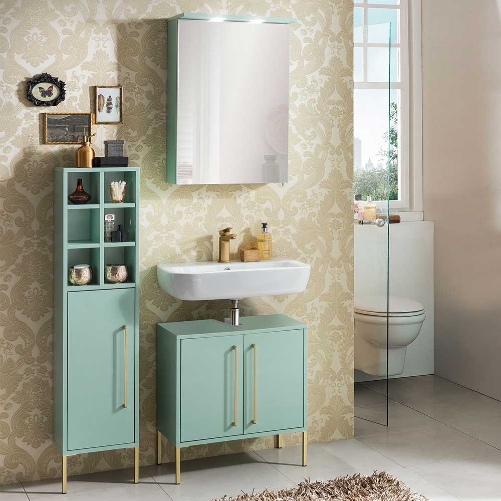 Badezimmer Möbel in Mint & Gold - Aparcian (dreiteilig)