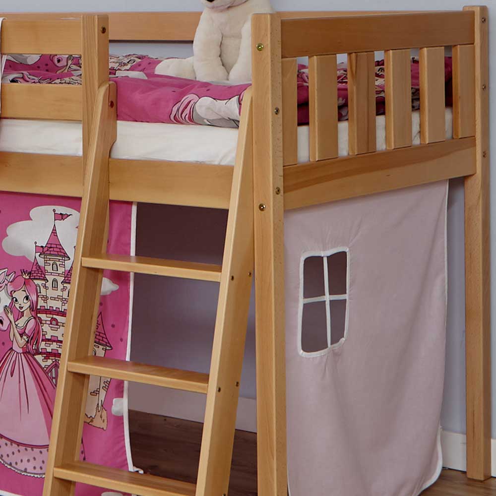 Prinzessinnen Hochbett in Buche & Pink & Rosa - Pandorra