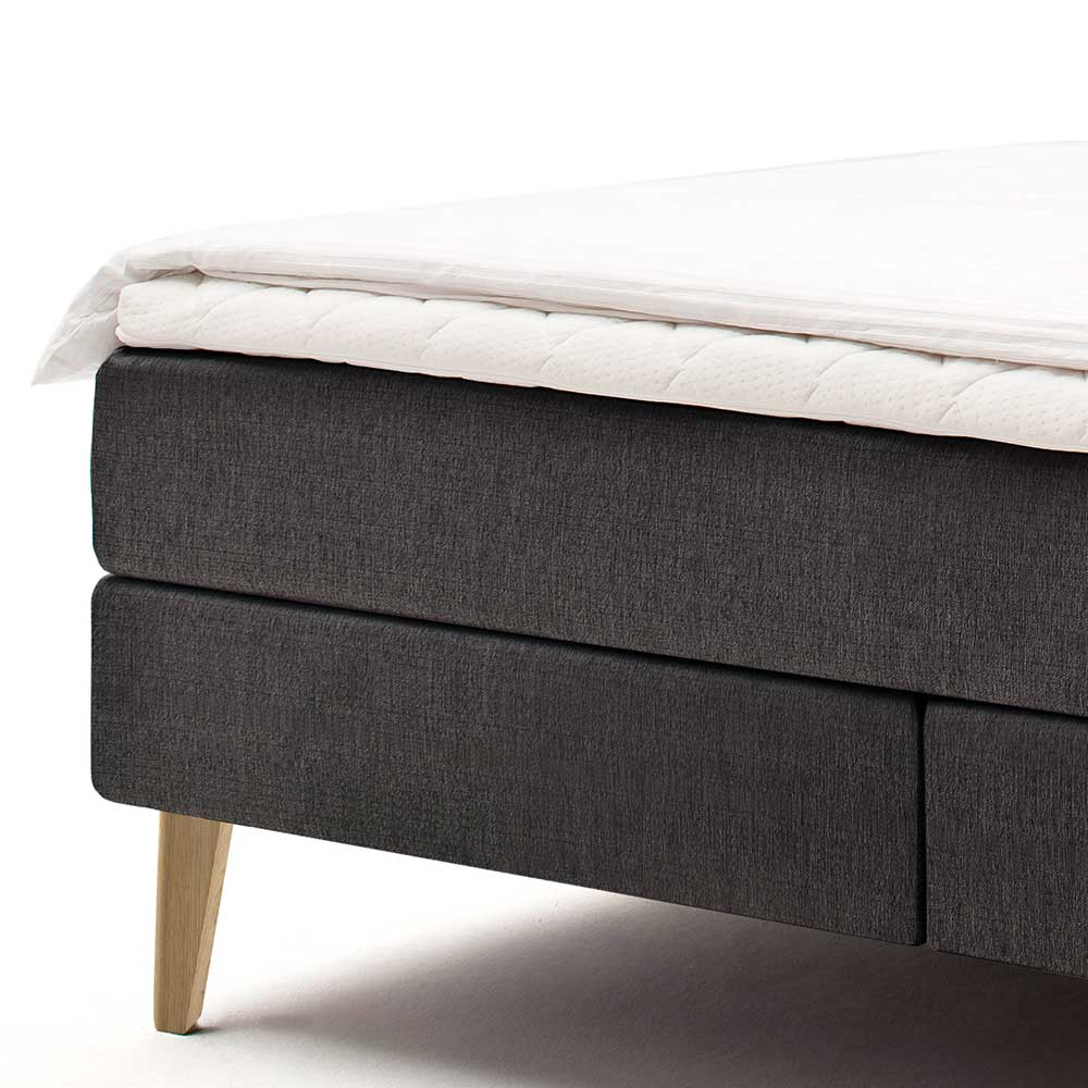 Komplettes Polsterbett mit Boxspring in Grau - Arsizion