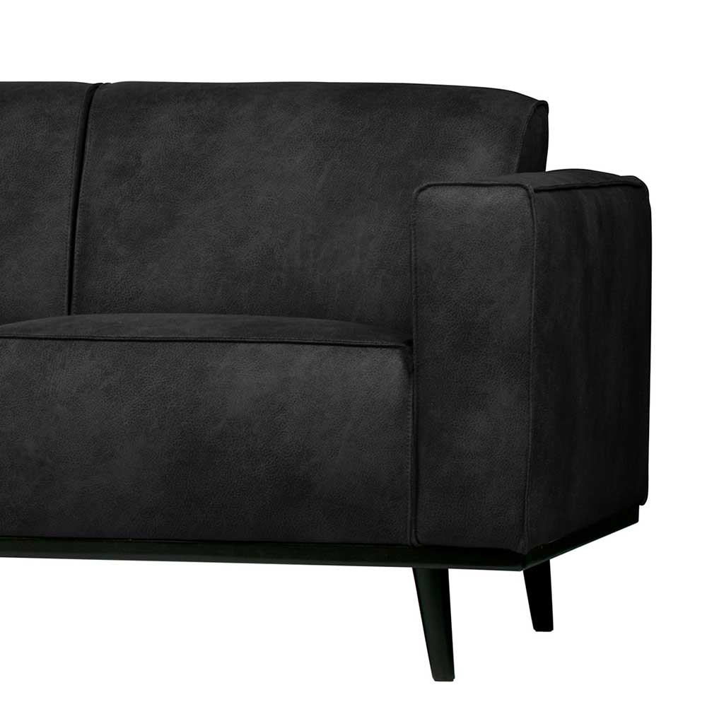 Schwarzes Kunstwildleder Sofa in 280cm oder 372cm Breite - Rojocaba