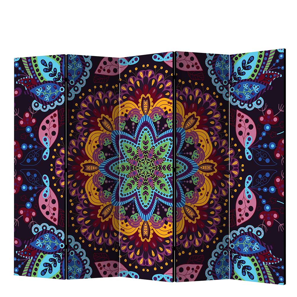 Paravent mit farbenfrohem Mandala Motiv - Yaniz