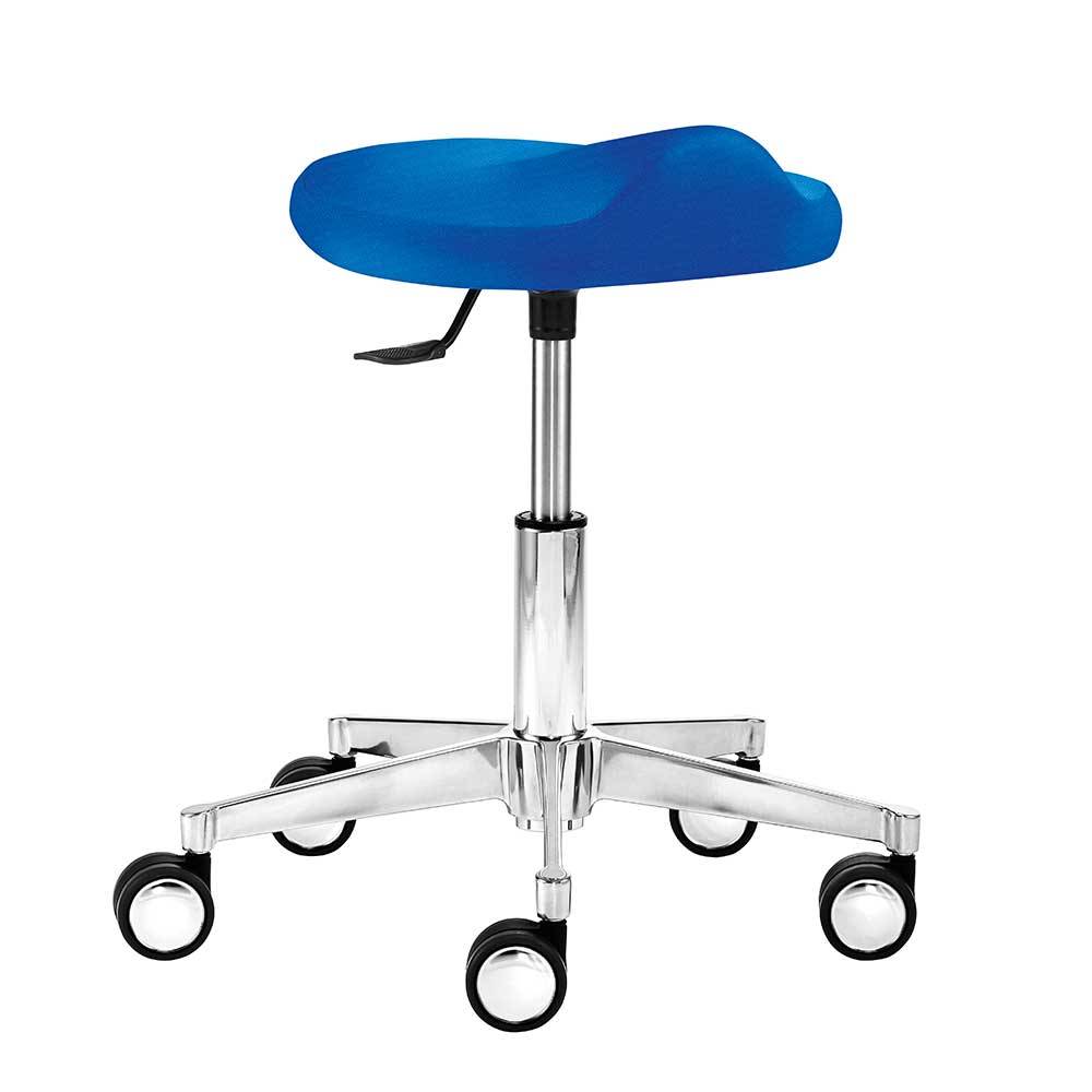 Ergonomischer Drehhocker in Blau Stoff - Olinendra