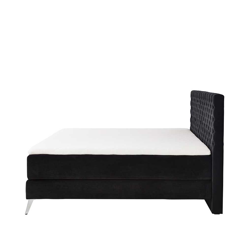 Boxspringbett mit hohem Kopfteil in Schwarz - Riumana