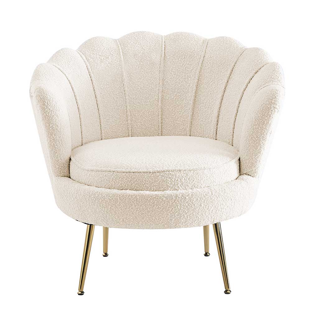 Muschel Designsessel in Creme Boucle - Ucera