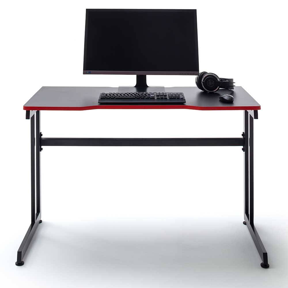 Gamer PC Tisch in Schwarz mit Rot - Dicampo