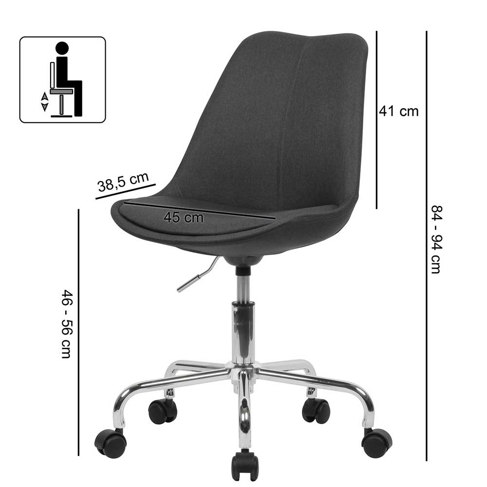 Bürostuhl in Schwarz & Chrom - Durioso