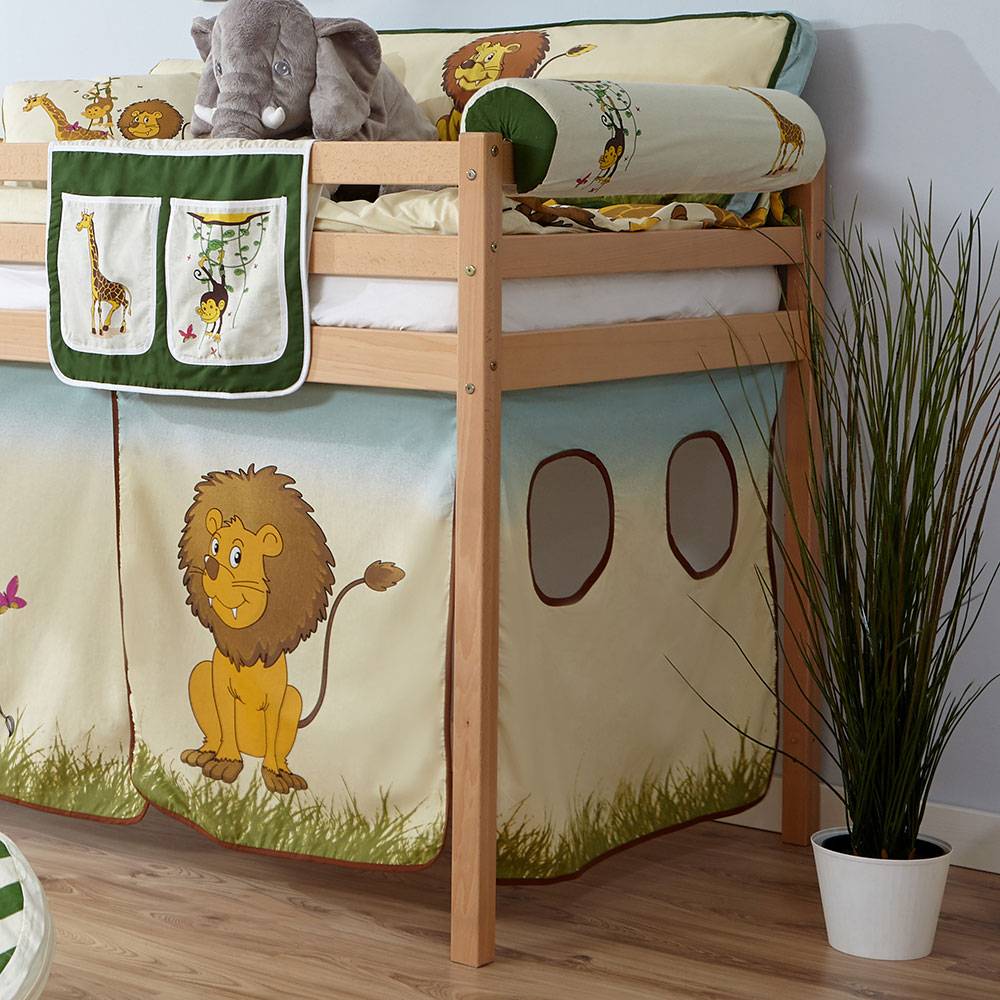 Tierisches Hochbett aus Buche mit Stoff Set - Salvatore