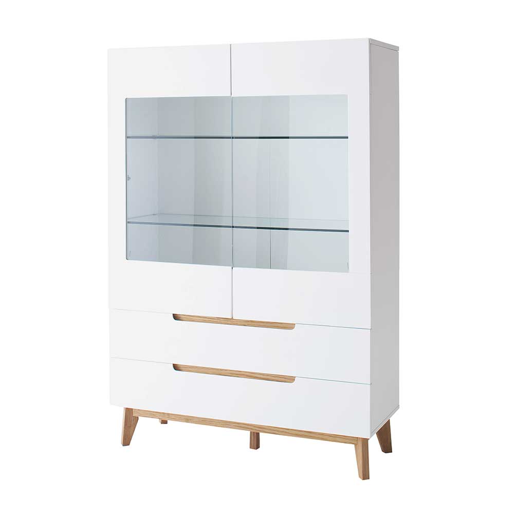 Design Highboard Cessma in Weiß Eiche furniert