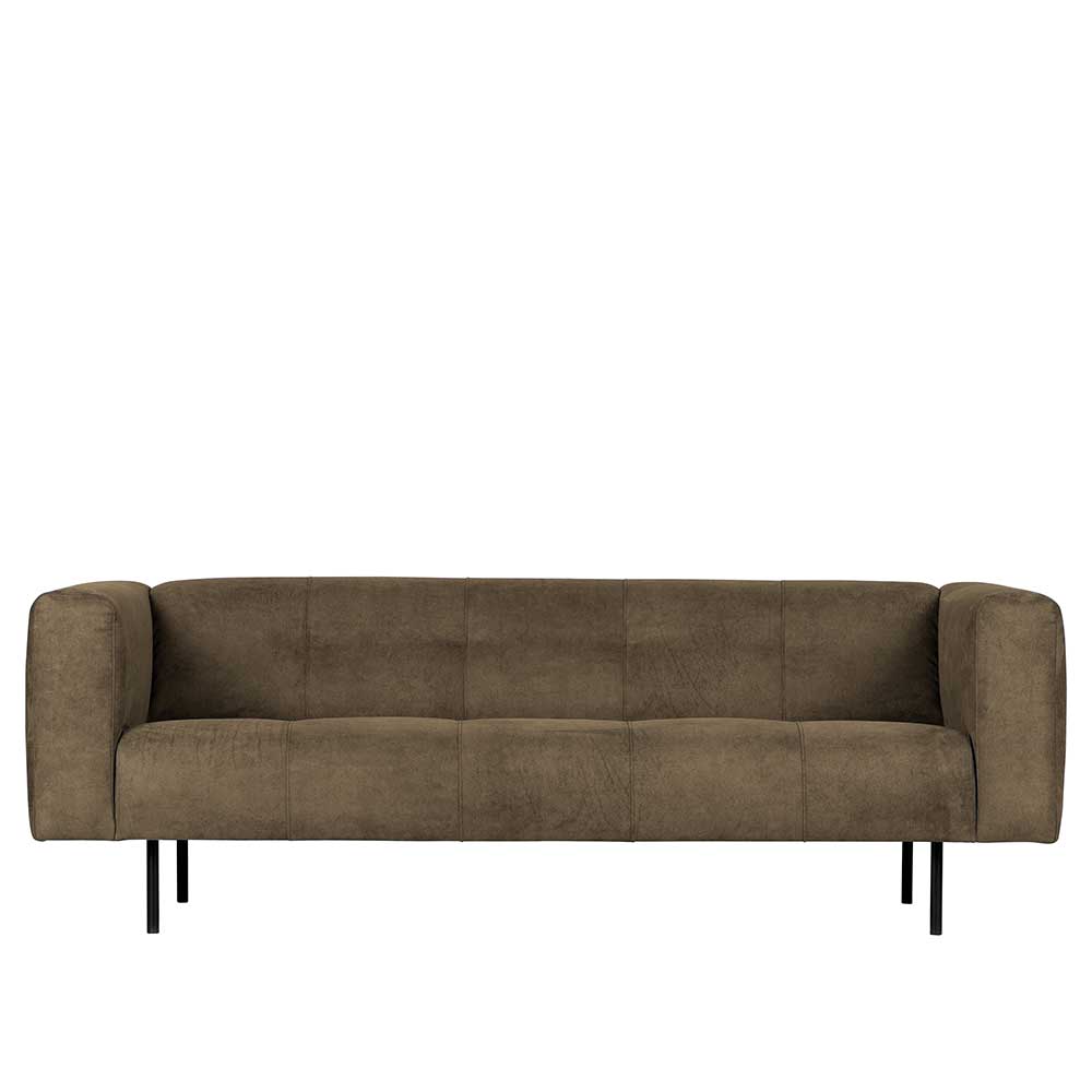 Kantige Microfaser Couch in Oliv Grün - Emrany