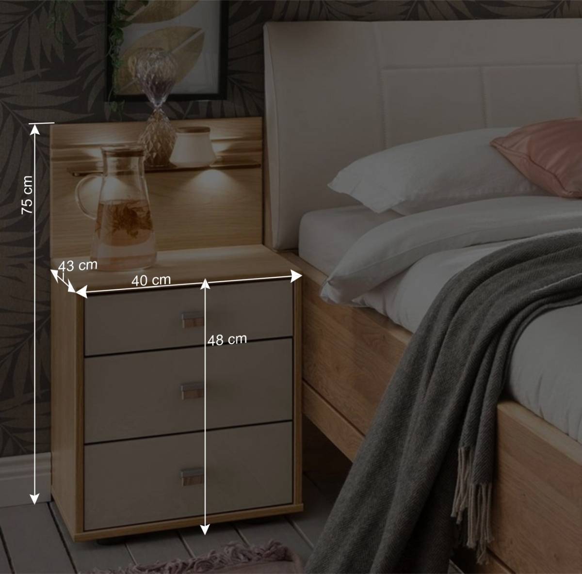 Einzelbett & Nachtkommode als Set - Emdsiva (zweiteilig)